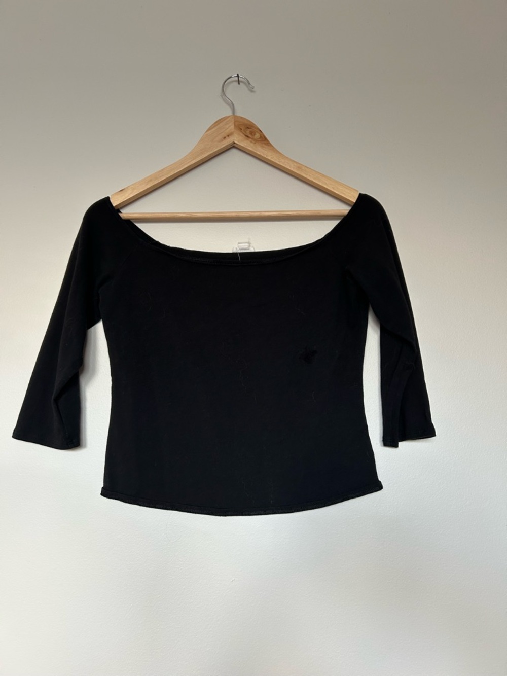 Garage Black Off-the-Shoulder 3/4 Sleeve Top